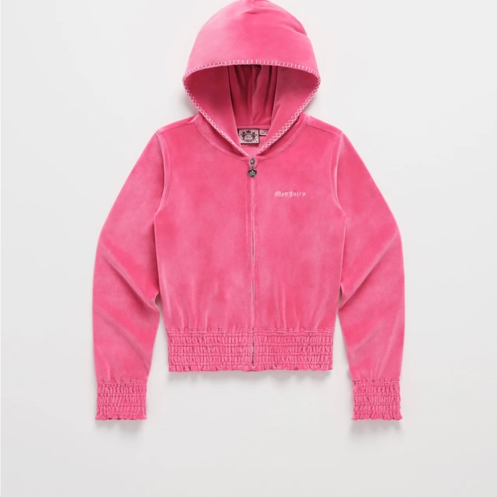 NWT Madhappy Juicy Couture Mad Juicy Hot Pink Smocked Velour zip up